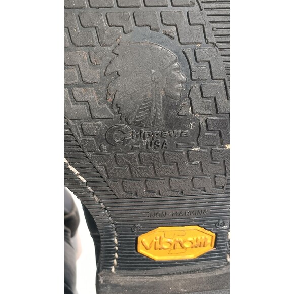 Chippewa Engineer Boots Black Steel Toe Vibram Frye Men’s 6D Women’s 8 Vintage - Picture 14 of 16